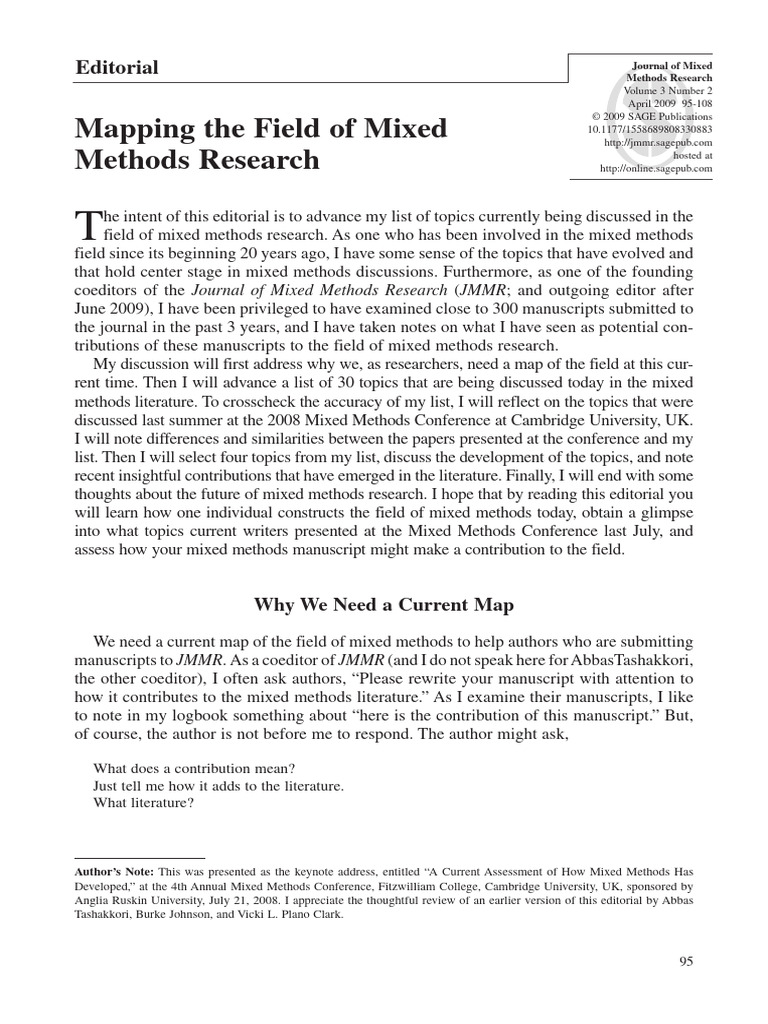 Creswell 2008 Editorial Mapping The Field of Mixed Methods Research ...