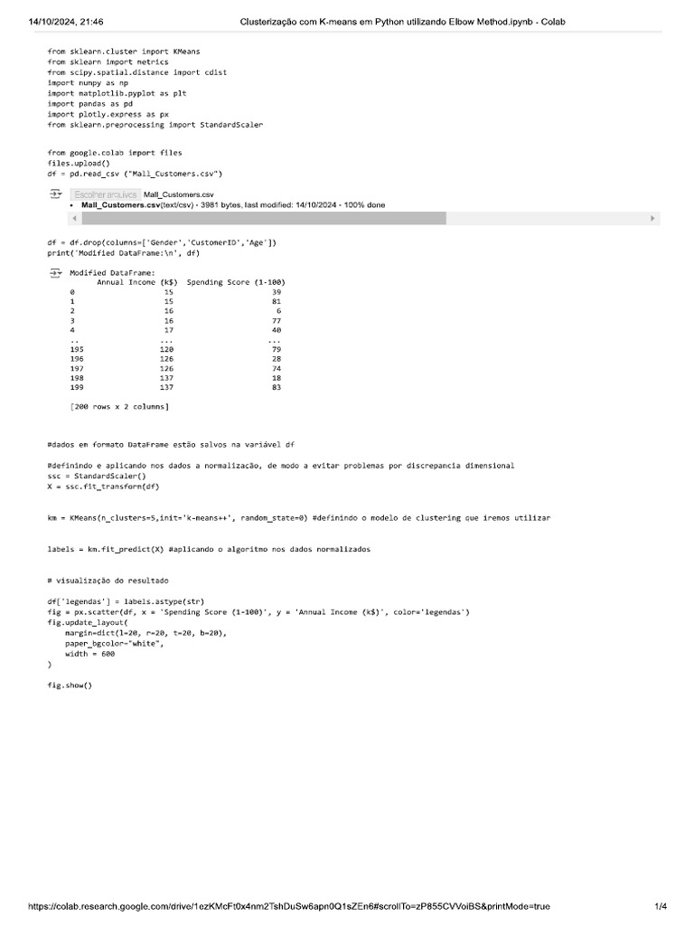 Clusterização com K-means em Python utilizando Elbow Method _ indices | PDF