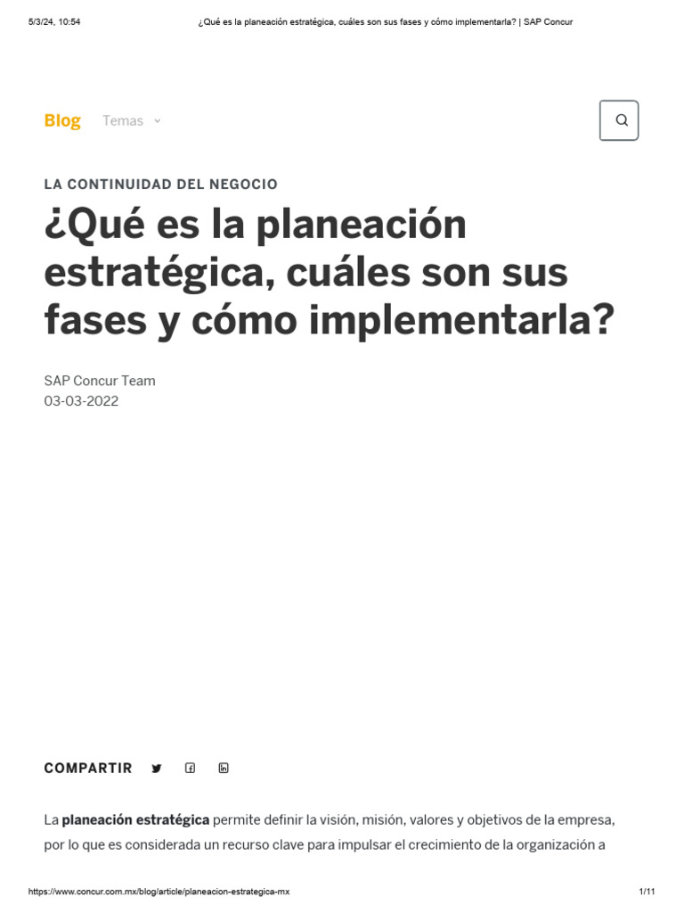 Fases y implementación de la planeación estratégica | PDF ...