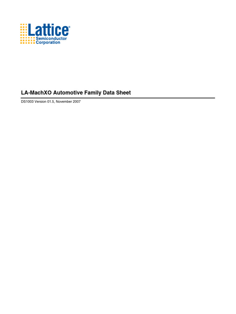 LA_MachXO Automotive Family Data Sheet | PDF | Field Programmable Gate ...