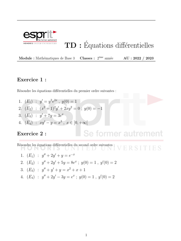 Résolution d'équations différentielles | PDF | Équations | Masse