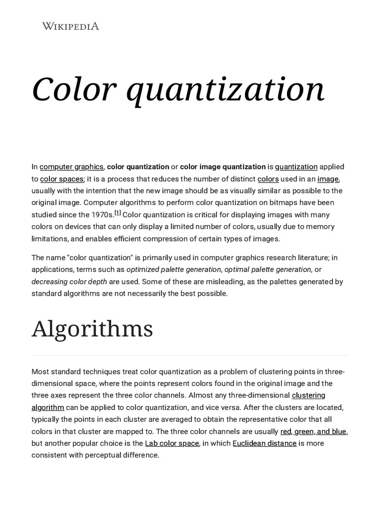 Color Quantization Techniques Explained | PDF | Graphics | Digital ...