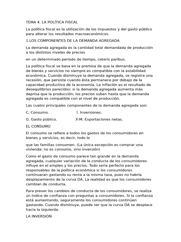 Política Fiscal y Demanda Agregada | PDF | La política fiscal | La ...
