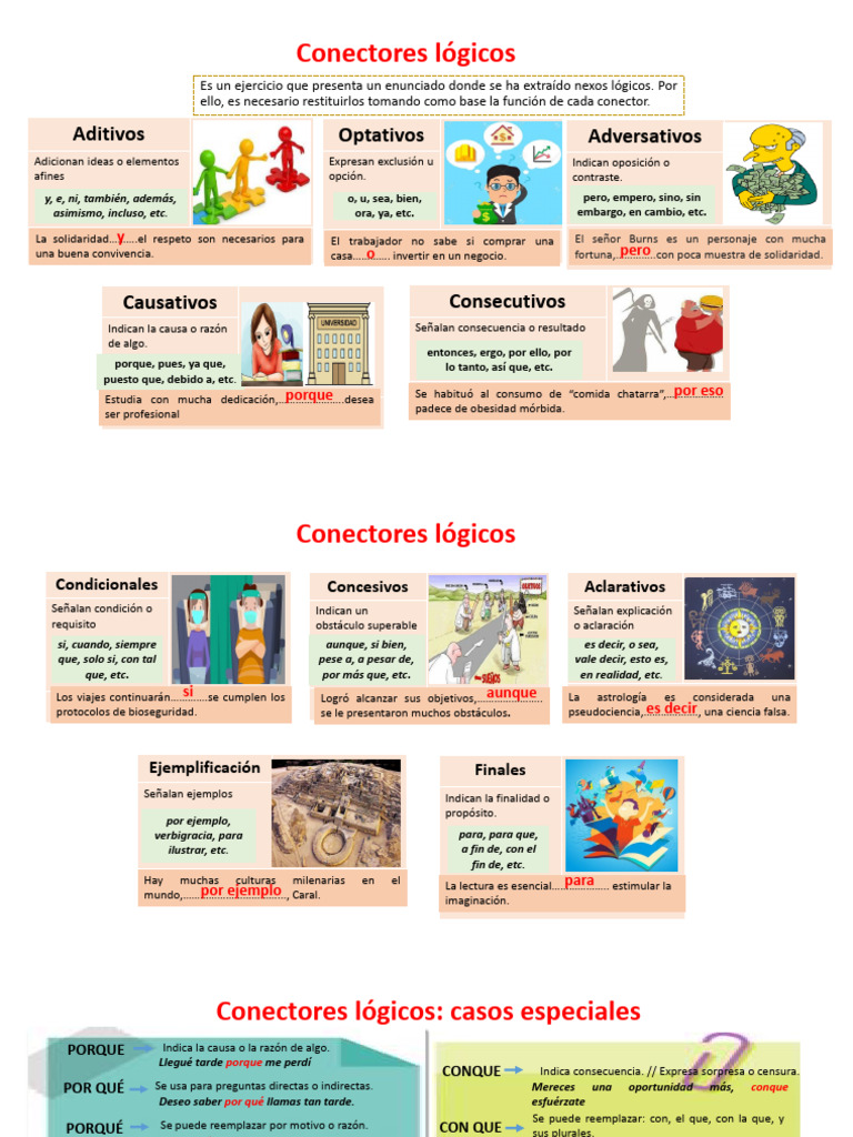 Ejercicios de conectores lógicos para primaria | PDF