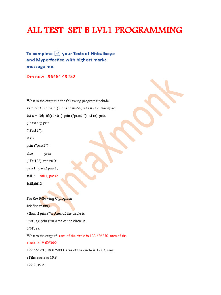 Set B All Test Program Hitbulls | PDF | Pointer (Computer Programming ...