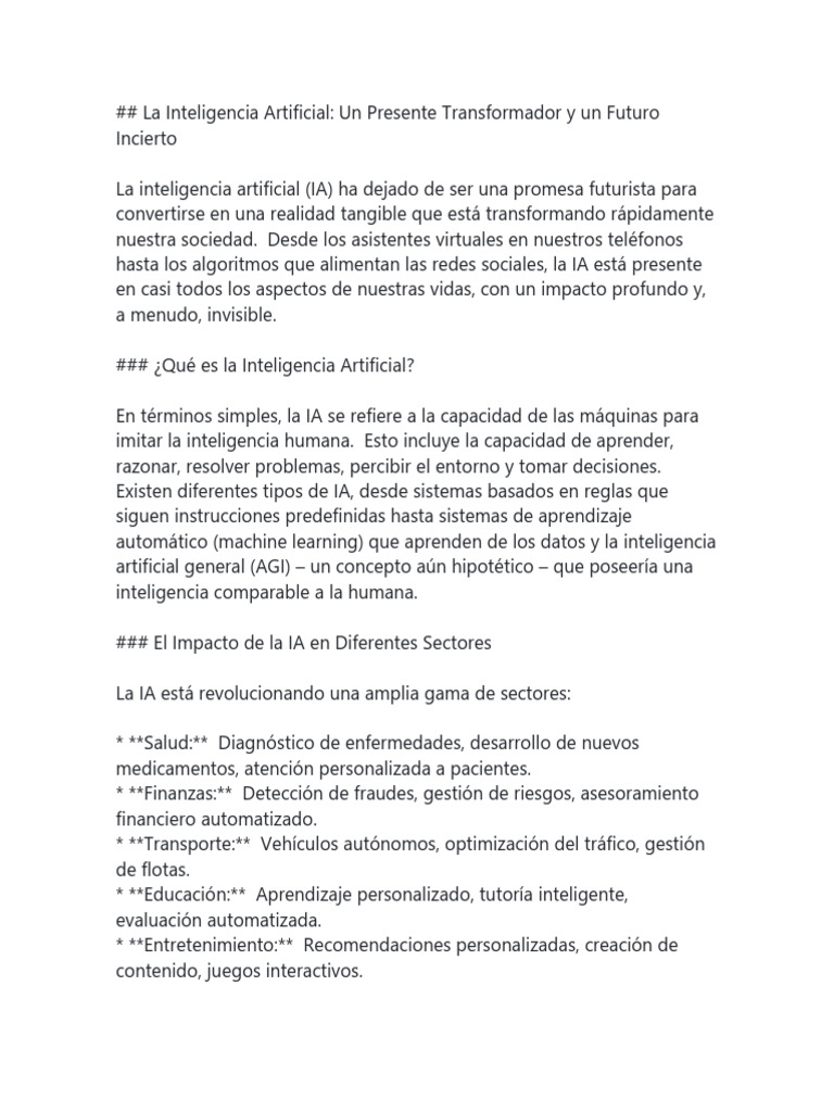 Impacto y Desafíos de la IA Actual | PDF | Inteligencia artificial ...
