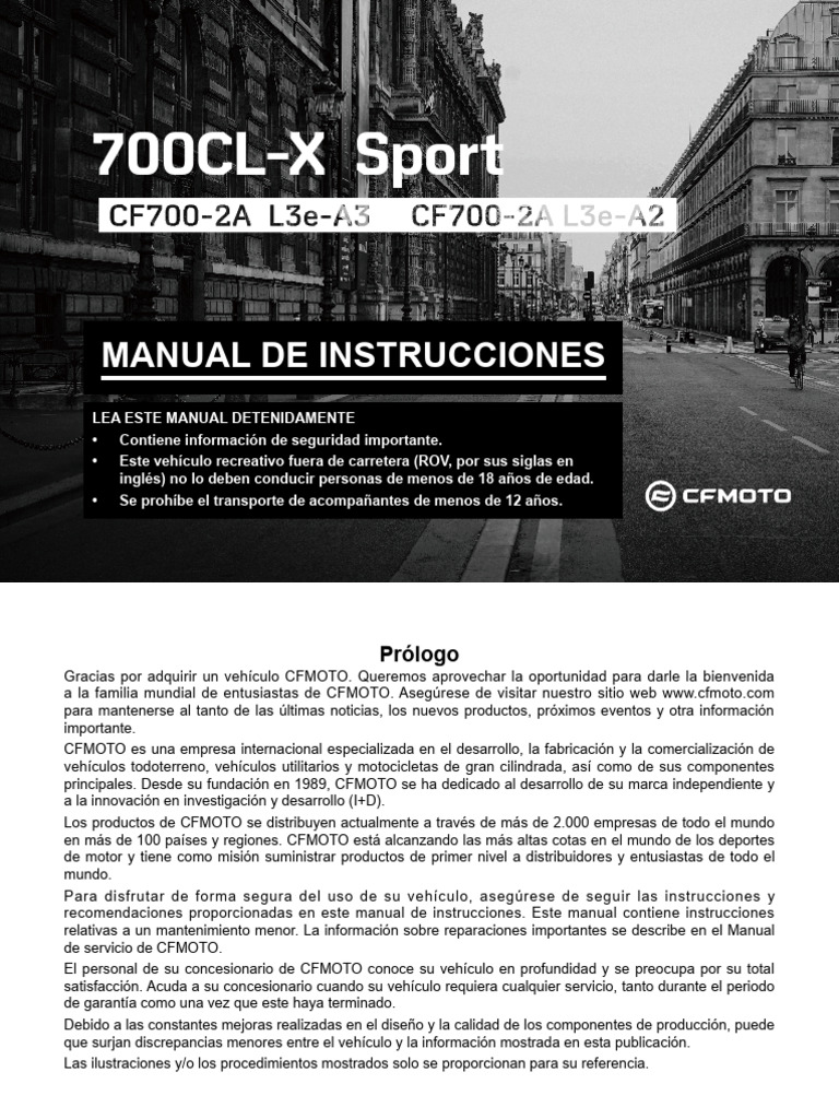 Manual CF Moto 700cl-X-Sport-Es | PDF | Cambiar | Motocicleta