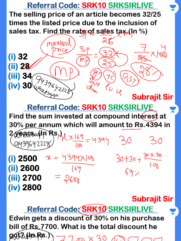 Math Problems on Sales Tax and Work Rates | PDF