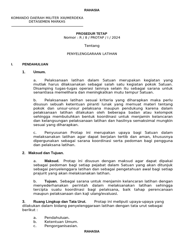 Protap Penyelenggaraan Latihan Militer | PDF