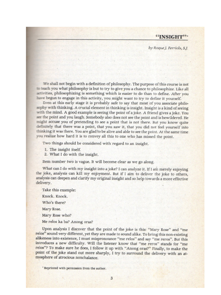 Insight by Roque Ferriols, SJ | PDF