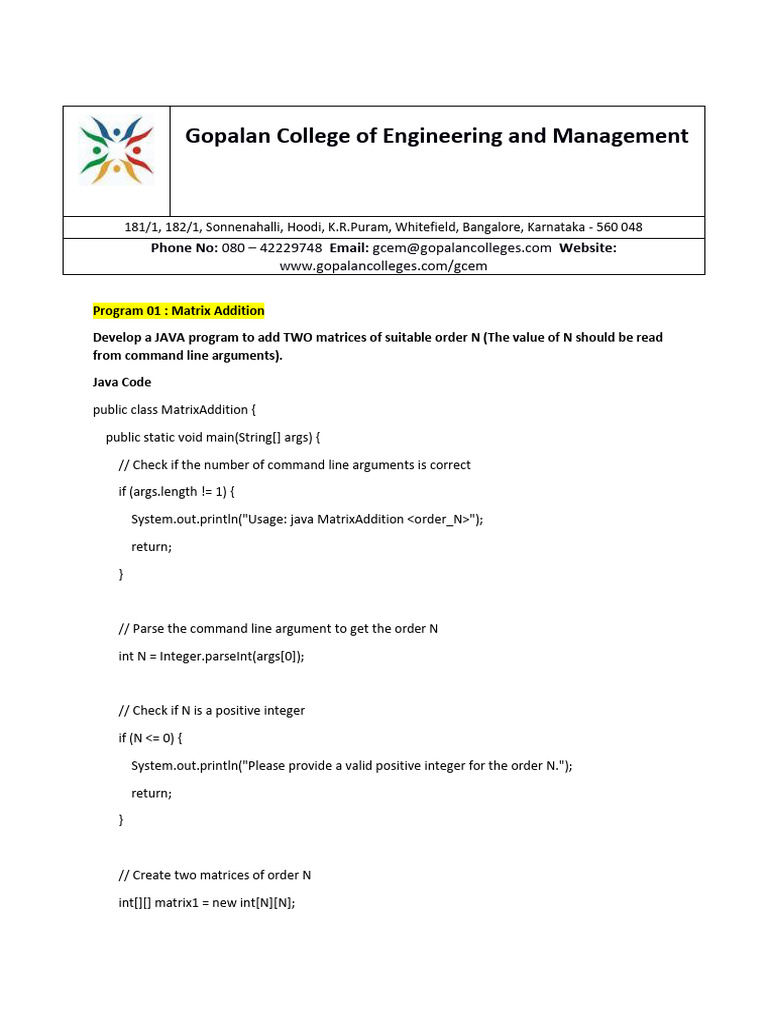 JAVA LAB Manual 3 RD Sem Vtu | PDF | Method (Computer Programming ...