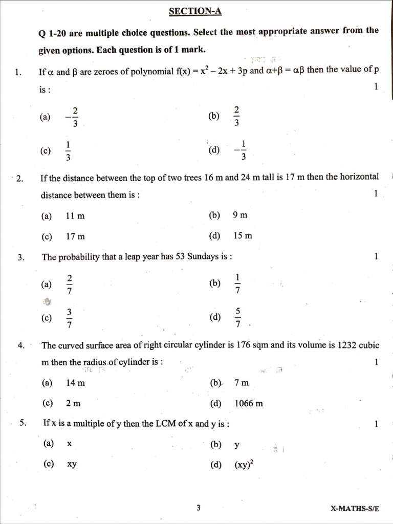 X Maths STD DoE (E) | PDF