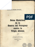 DATOS HISTORICOS DE LA GUERRA DEL PARAGUAY CONTRA LA TRIPLE ALIANZA 1875 - General Francisco Isidoro Resquin  - Paraguay - PortalGuarani