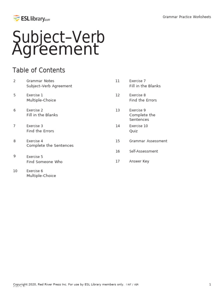 88 - Subject Verb Agreement 2 - US | PDF | Grammatical Number | Subject ...
