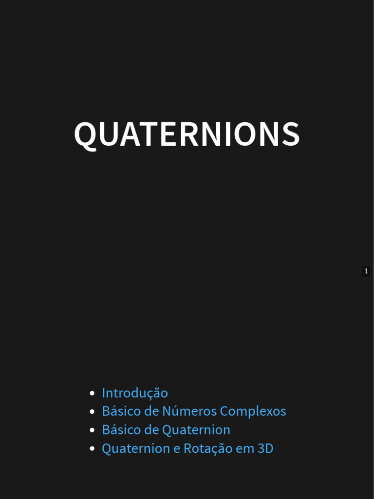 Introdução aos Quaternions e Rotação 3D | PDF | Física Matemática | Números