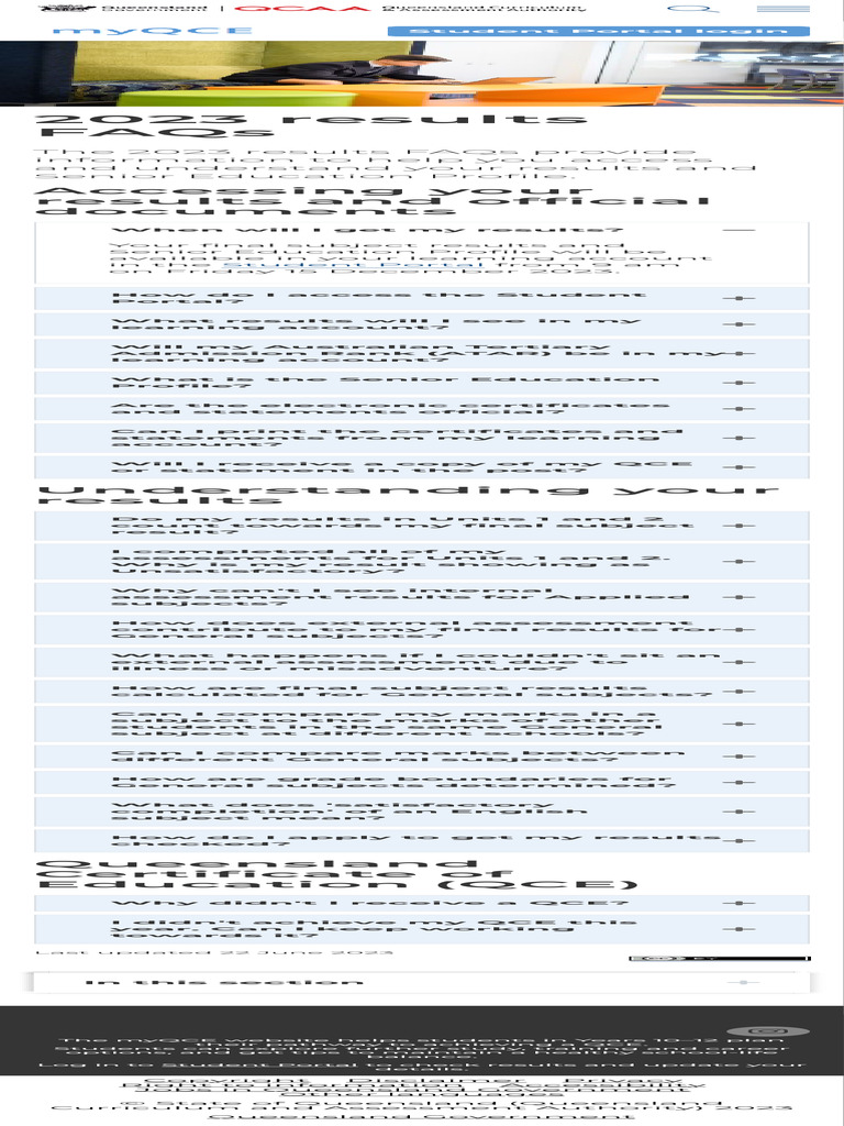 2023 Results FAQs myQCE | PDF