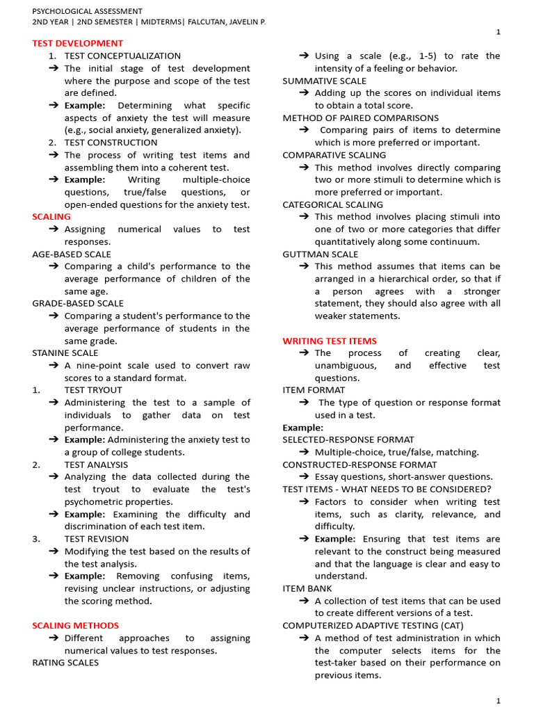 Psychological Assessment Test Development Guide | PDF | Psychometrics ...