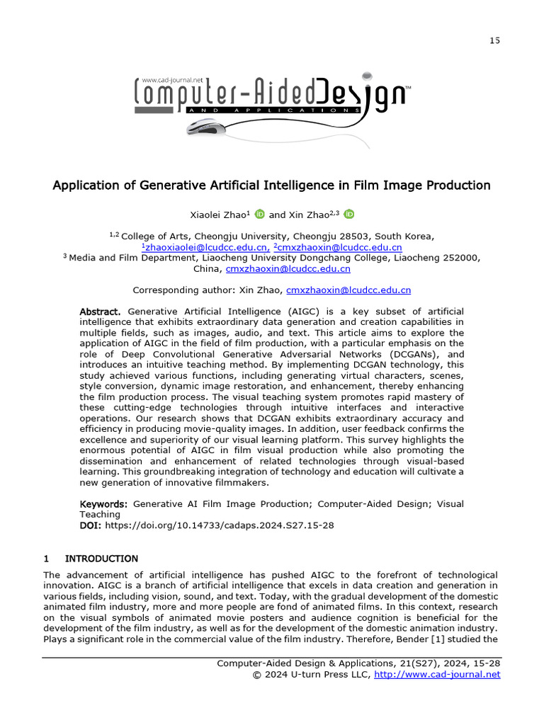 Application of Generative Artificial Intelligence in Film Image ...