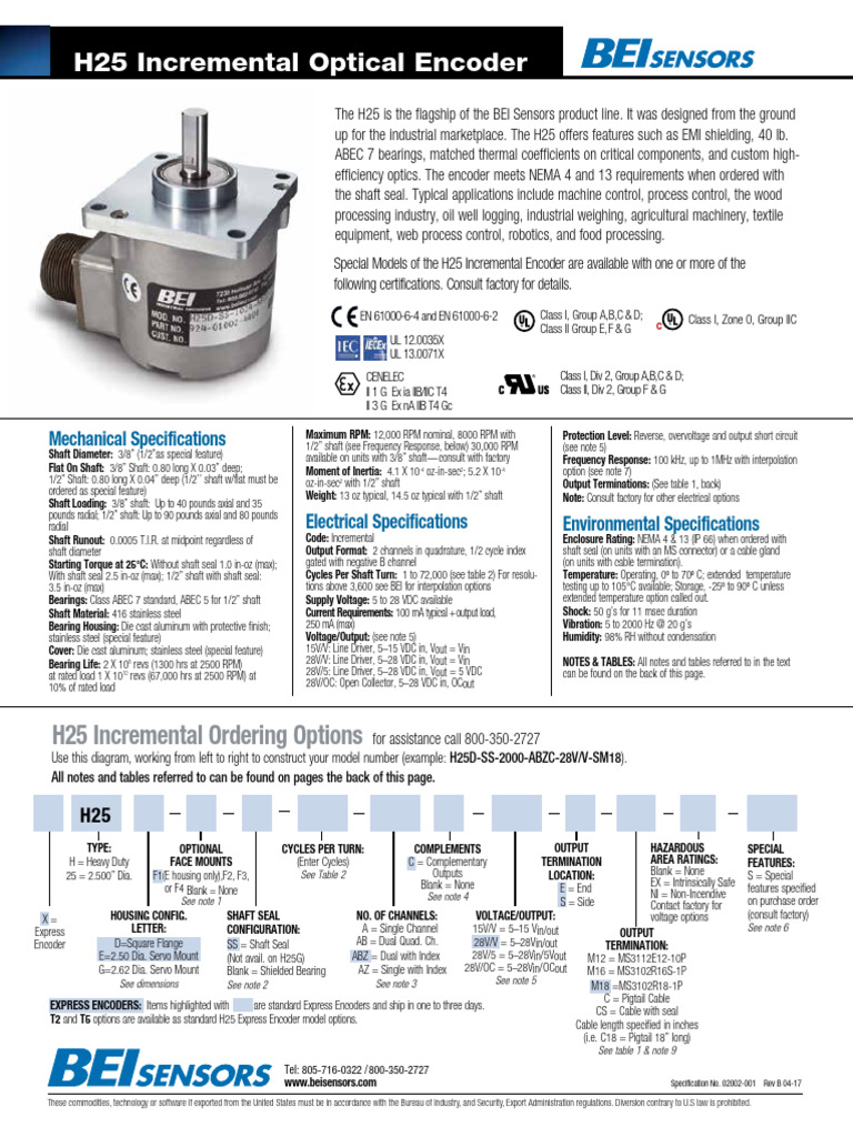 H25 Incremental Optical Encoder | PDF | Computer Engineering ...