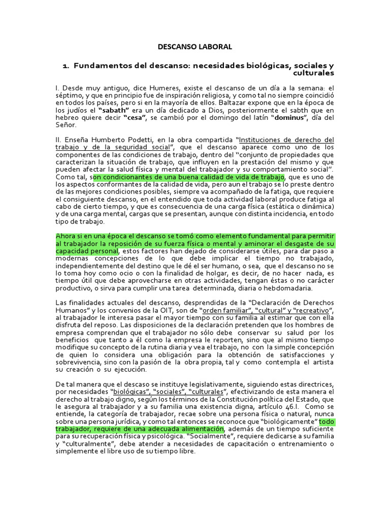 Importancia del Descanso Laboral | PDF | Dormir | Tiempo de trabajo
