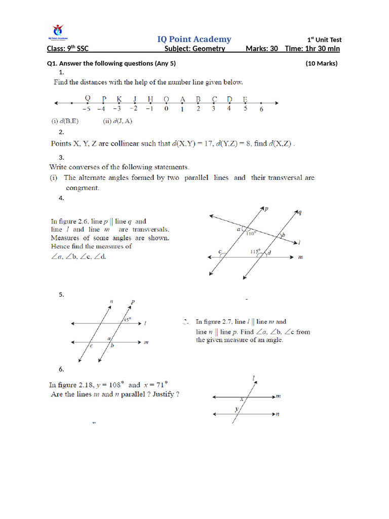Class 9 Geometry Unit Test | PDF