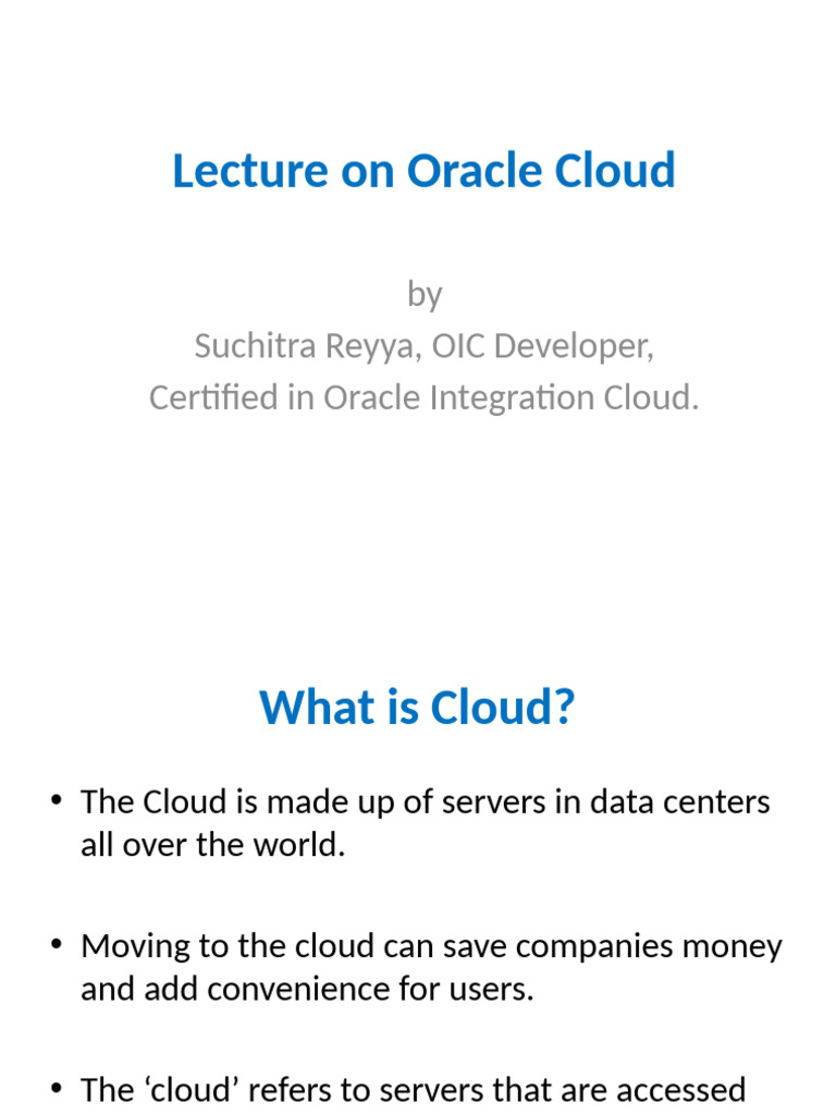 Lecture On Oracle Cloud | PDF | Cloud Computing | Oracle Corporation