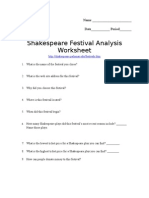 Shakespeare Festival Analysis Worksheet: Name - Date - Period