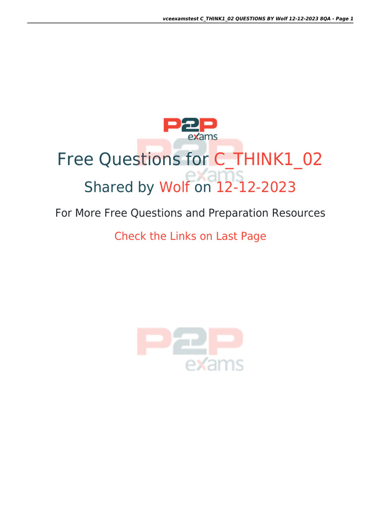 C_THINK1_02 Exam Questions Overview | PDF | Design Thinking | Multiple ...