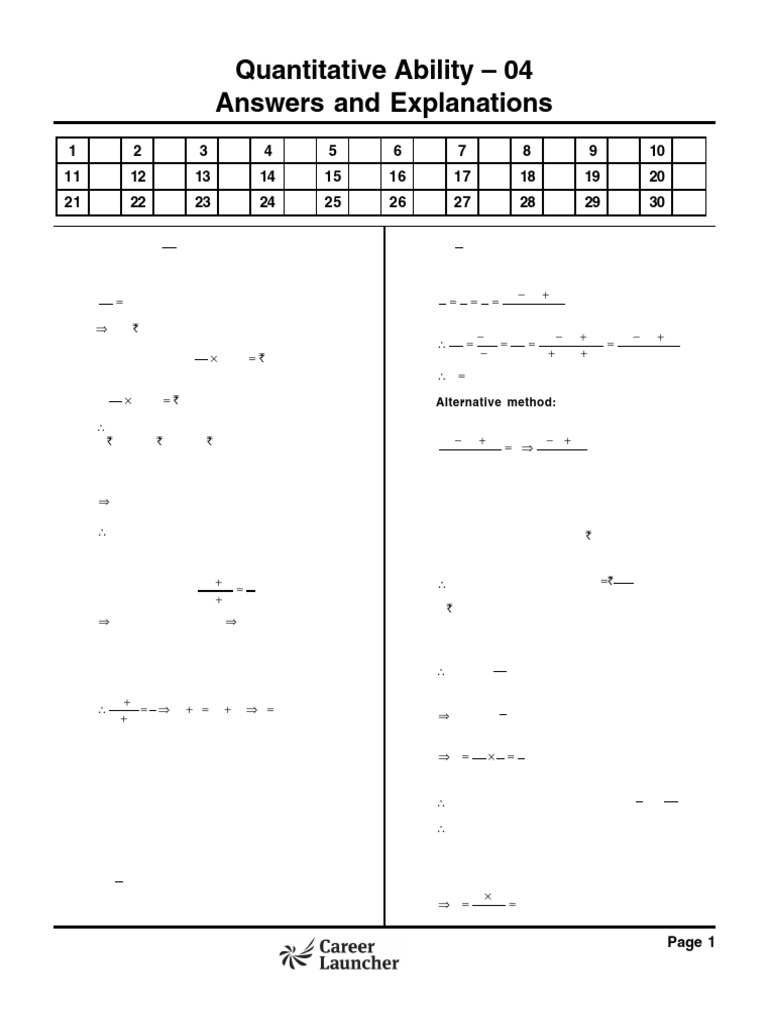 Quantitative Ability Solutions and Explanations | PDF