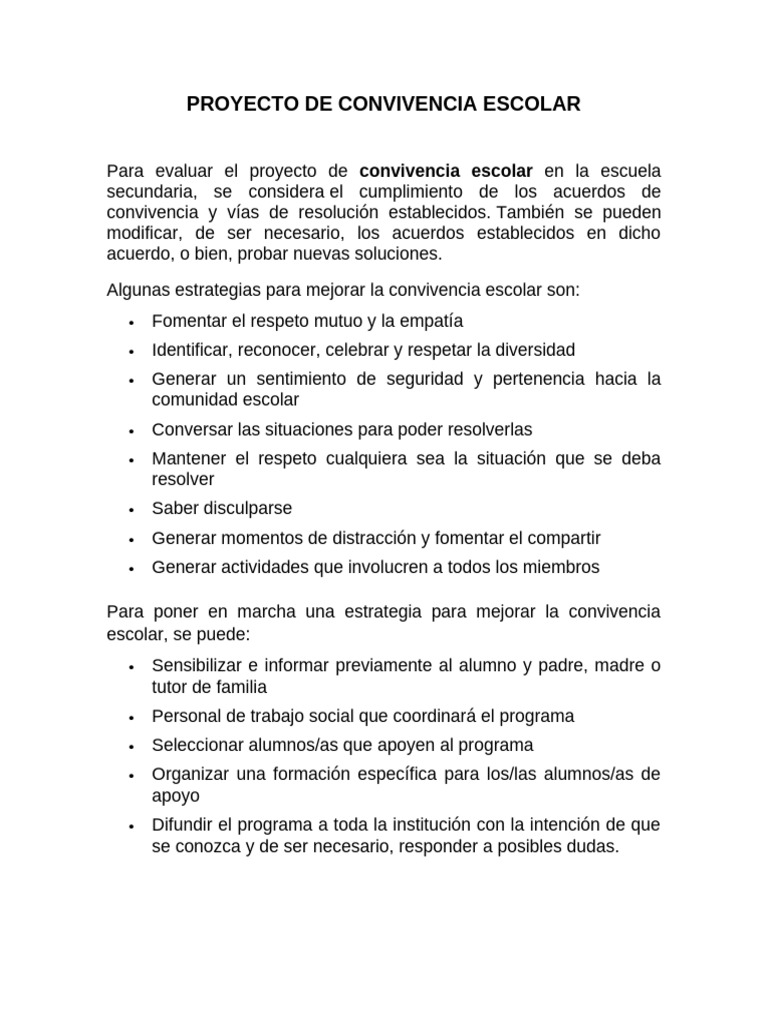 Estrategias para Mejorar la Convivencia Escolar | PDF
