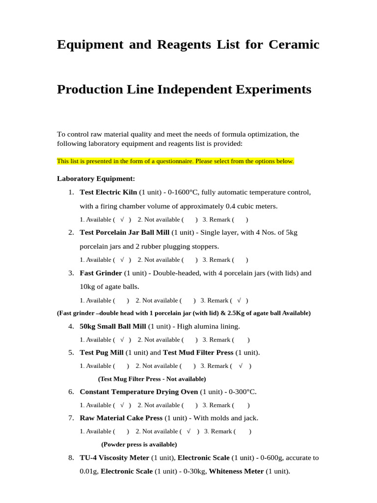 Equipment and Re Agents List | PDF | Industrial Processes | Secondary ...