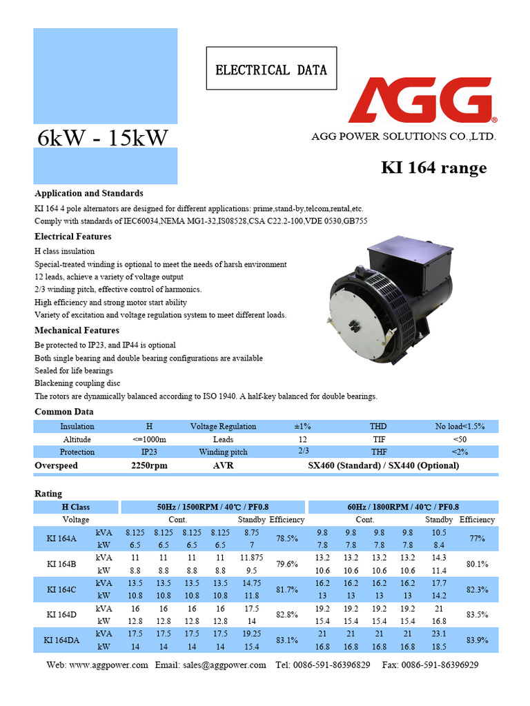 AGG Alternator Ratings and Specs | PDF | Electromagnetism ...