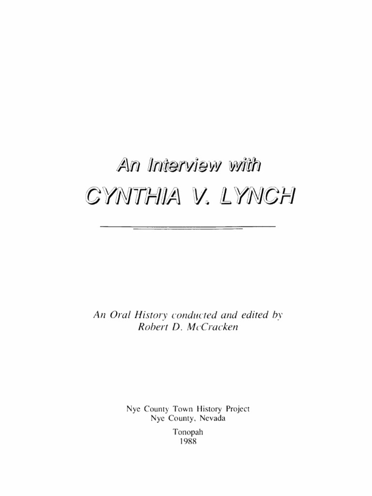 Interview With Cynthia V. Lynch PDF Oral History Nevada