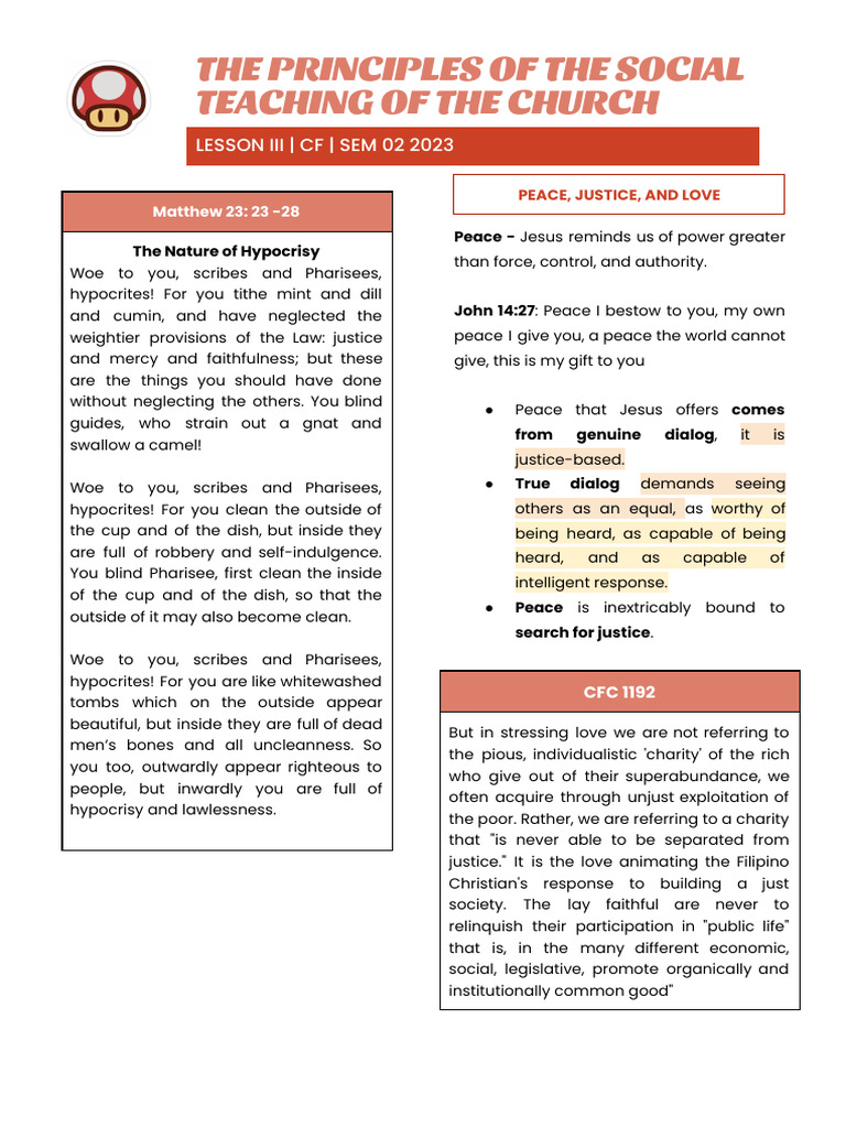 The Principles of The Social Teaching of The Church | PDF | Justice ...
