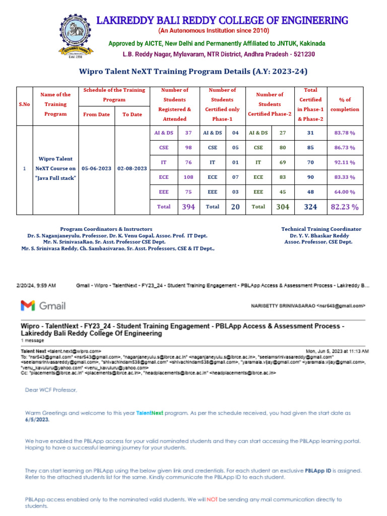 Wipro Talent NeXT Training Overview 2023-24 | PDF | Computing