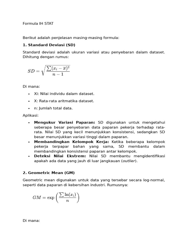 Formula IH STAT untuk Analisis Paparan | PDF