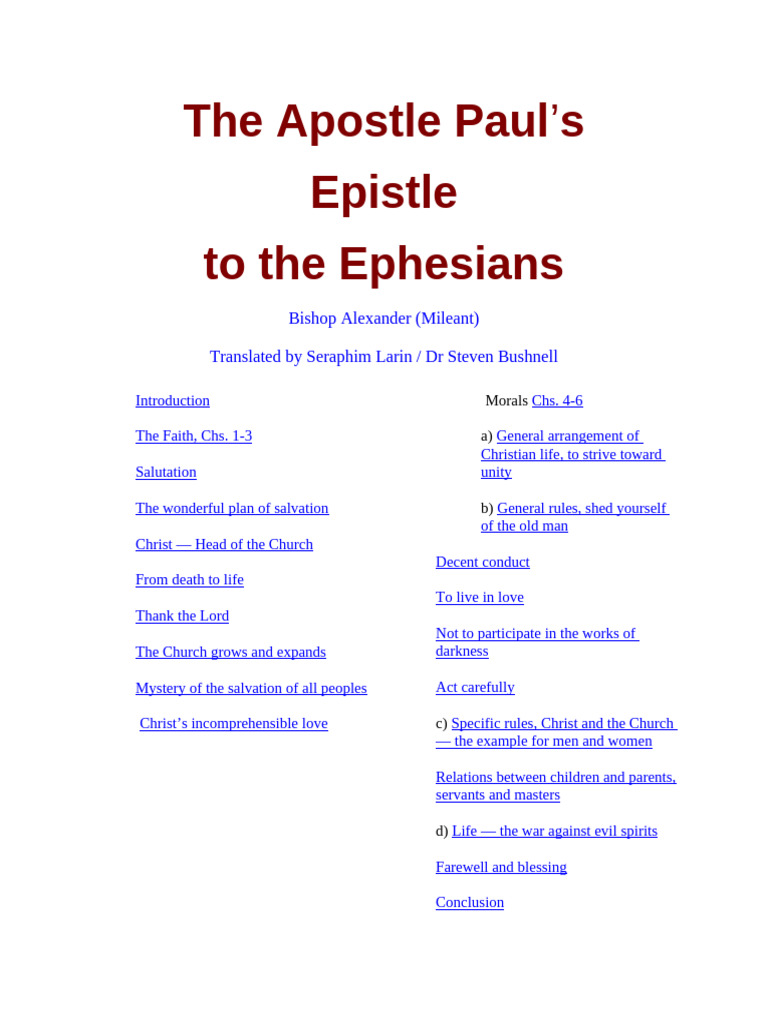Paul's Epistle to the Ephesians Explained | PDF | Jesus | Paul The Apostle