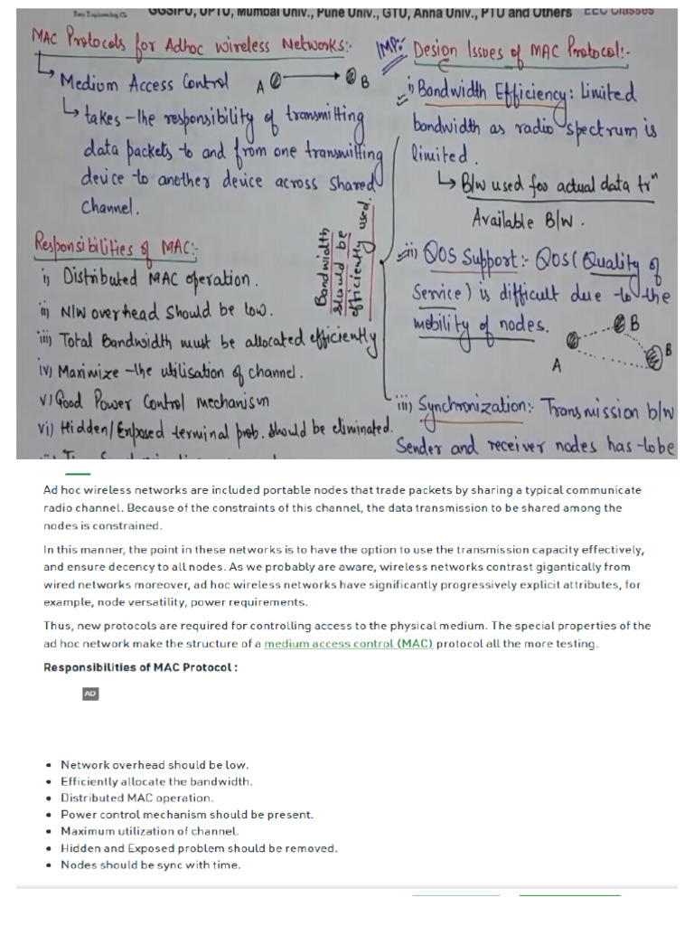Unit 2 MAC Protocols Adhoc | PDF