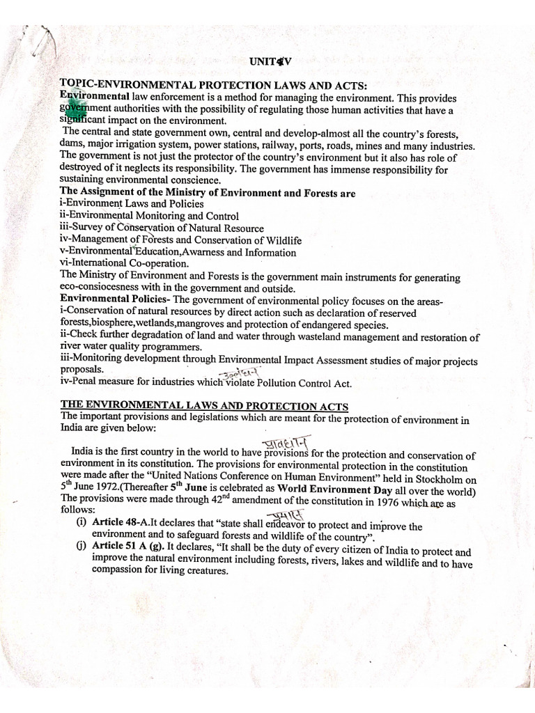 Ist Year Sem.1 Environment and Ecology Unit V | PDF