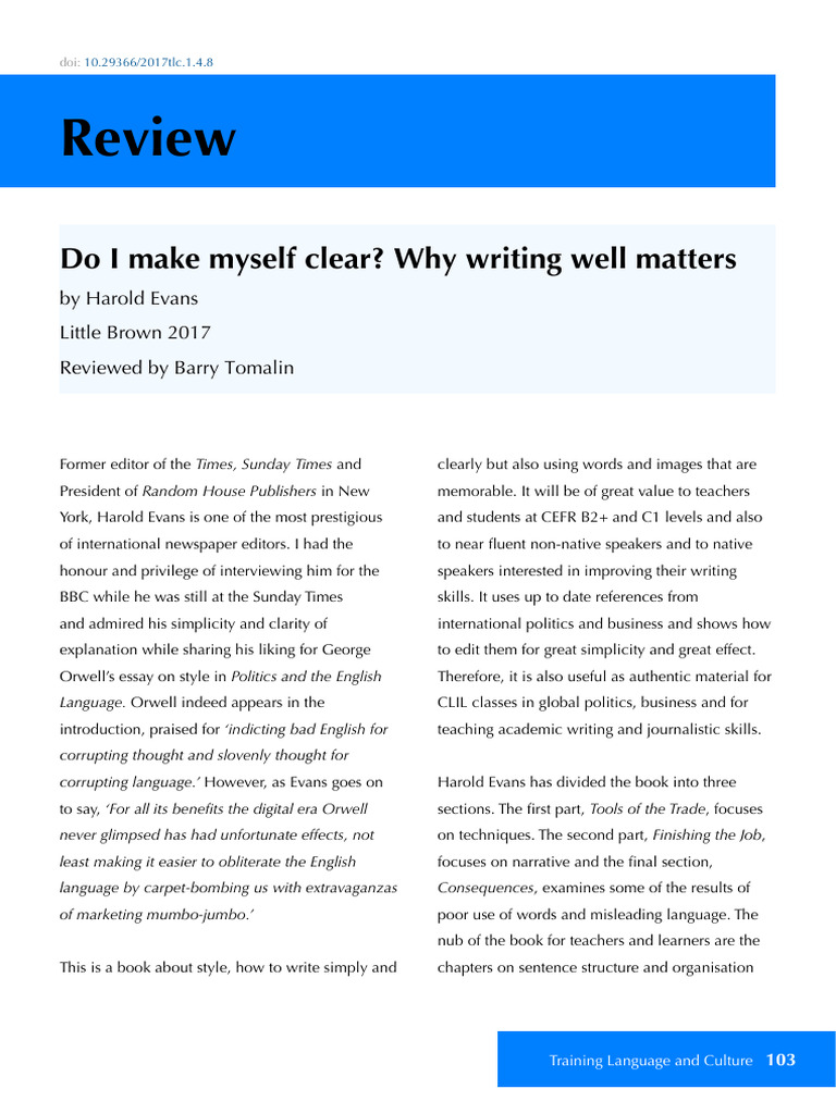 Do i make myself clear why writing well matters a pdf phrase syntax