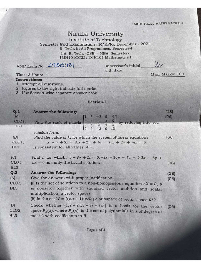 Math End Sem 1 | PDF