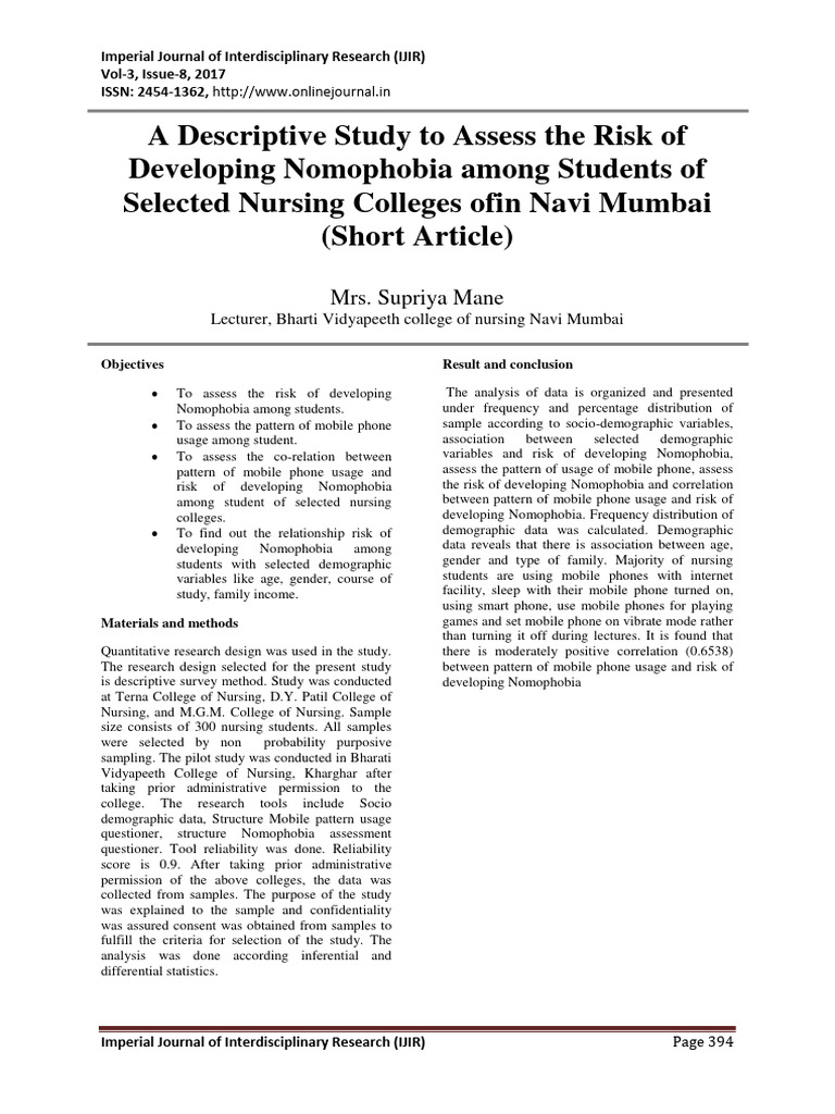 Photo inspiration: Lines Of Developing Nomophobia Reference: A Descriptive Study To Assess The Risk Of Developing Nomophobia
