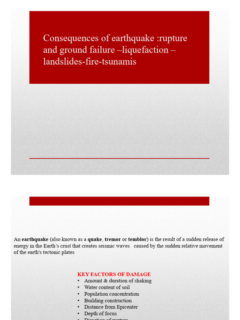 Consequences of Earthquake & Ground Motion | PDF | Earthquakes | Plate ...