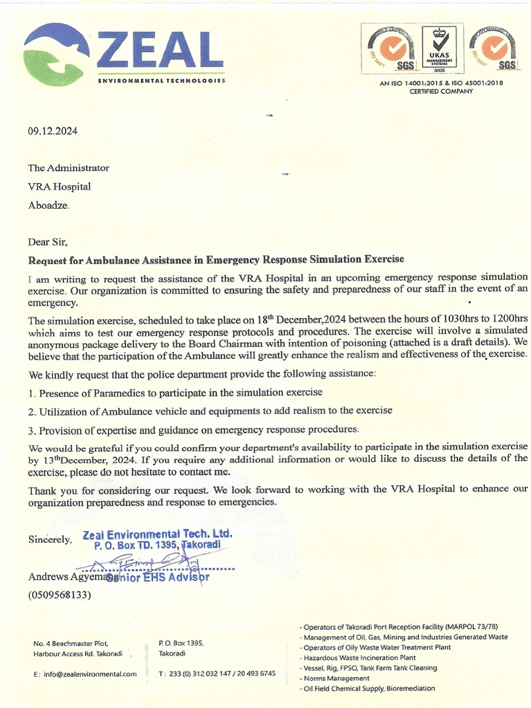 Letters for Simulation Exercise | PDF