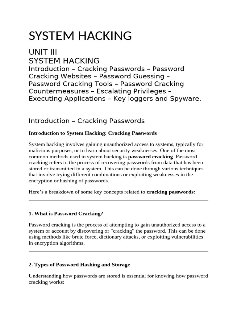 Password Cracking Techniques and Tools | PDF | Password | Spyware