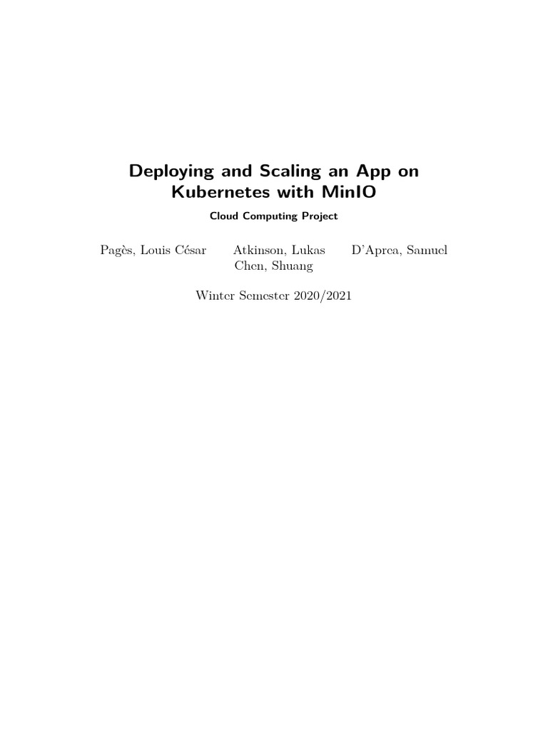 Kubernetes App Deployment with MinIO | PDF | Computer Cluster ...