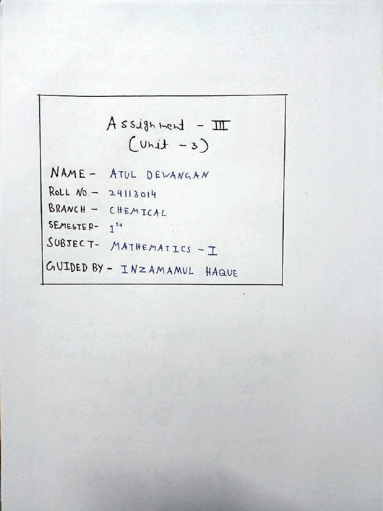 Atul Maths Assignment 3 | PDF