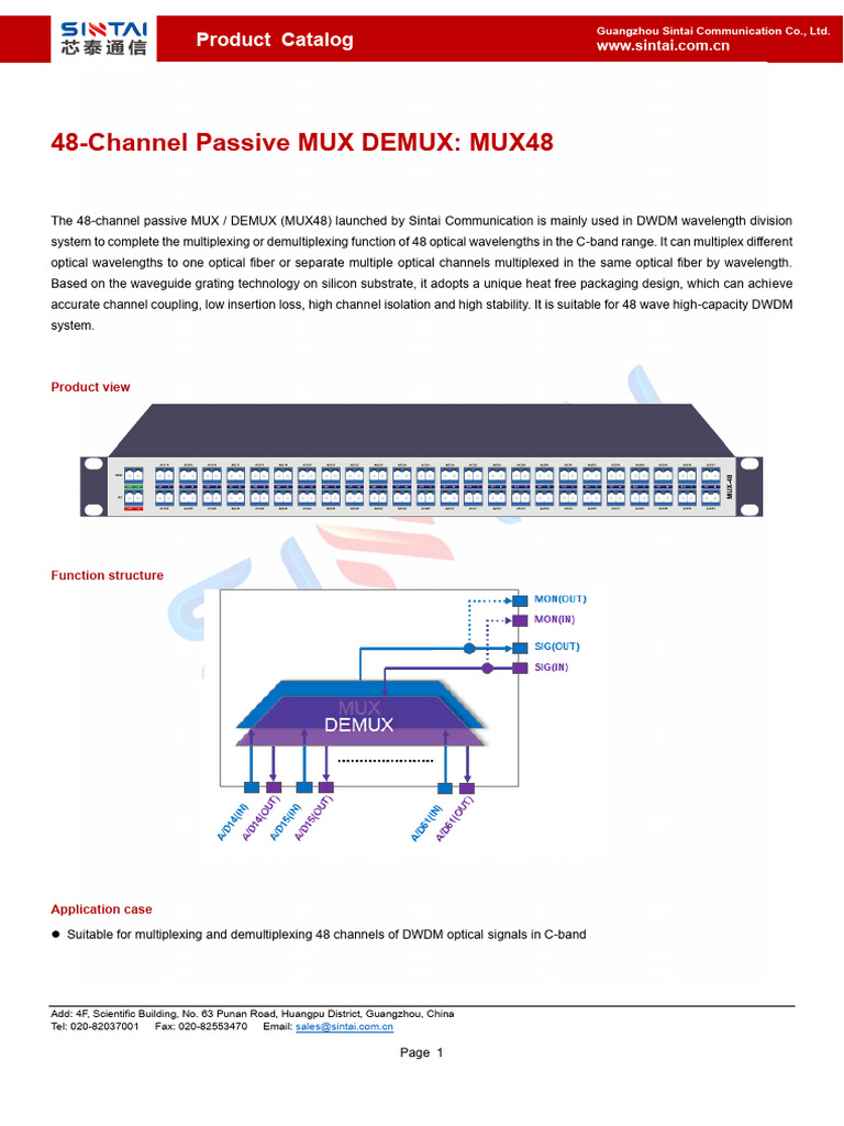48-Channel Passive MUX/DEMUX Overview | PDF | Wavelength Division ...