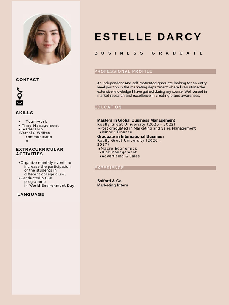 Marketing Graduate with Internship Experience | PDF