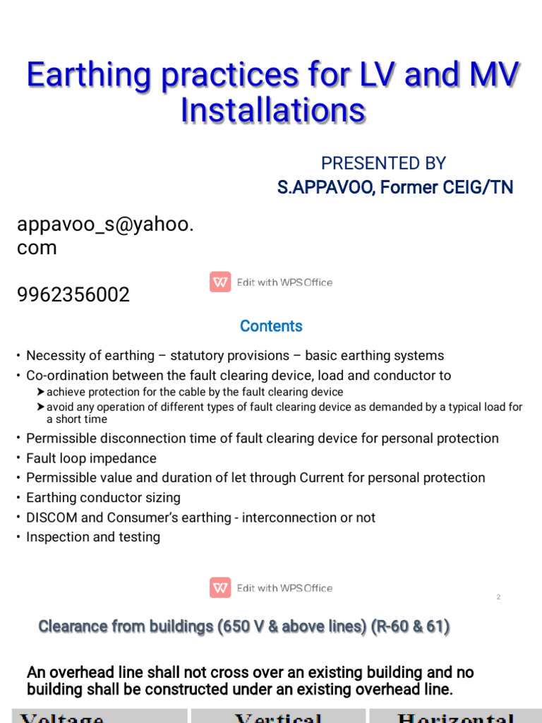 LV & MV Earthing Practices Guide | PDF | Power (Physics) | Electrical ...